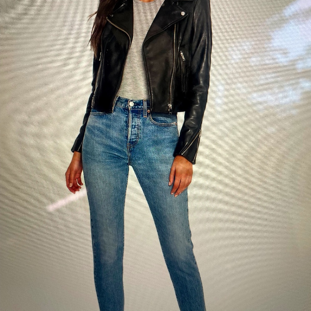 Lamarque Black Leather Donna Jacket, Size Medium